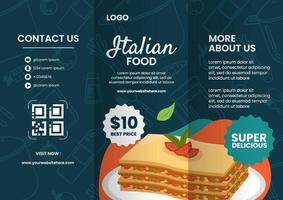 italiensk mat broschyr platt tecknad serie hand dragen mallar bakgrund illustration vektor