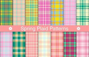 Frühling Plaid Bündel, Textil- Design, kariert Stoff Muster zum Shirt, Kleid, Anzug, Verpackung Papier drucken, Einladung und Geschenk Karte. vektor