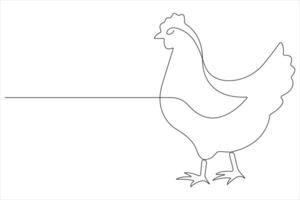 kontinuerlig ett linje konst teckning av sällskapsdjur djur- kyckling begrepp översikt vektor illustration