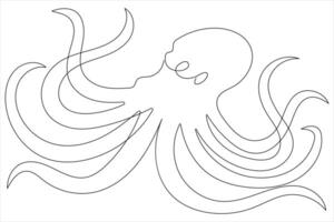 bläckfisk hav djur- kontinuerlig ett linje konst teckning av översikt vektor illustration