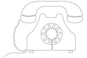 alt Telefon kontinuierlich einer Linie Kunst Zeichnung von Gliederung Vektor Illustration Design