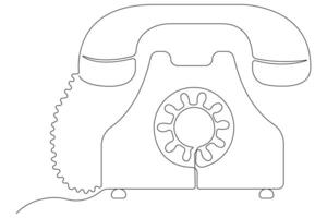 gammal telefon kontinuerlig ett linje konst teckning av översikt vektor illustration design