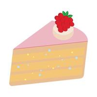 Karikatur Stück von Kuchen. verschiedene bunt Kuchen Scheiben, Käfig und Restaurant Süss Dessert mit Sahne Glasur Früchte und Kekse. Vektor Gebäck Stücke einstellen