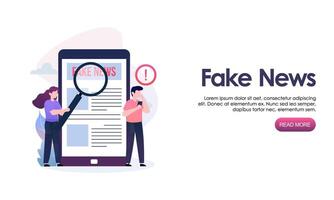falsk Nyheter metaforer. massa media propaganda. skärm mall för mobil smart telefon, landning sida vektor