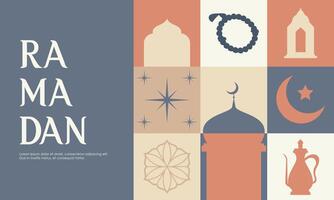 ramadan kareem. islamic hälsning kort mall med ramadan för tapet design vektor