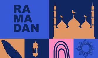 ramadan kareem. islamic hälsning kort mall med ramadan för tapet design vektor