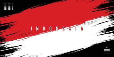 Indonesien-Flagge mit Bürstenkonzept. Flagge von Indonesien im Grunge-Stil vektor