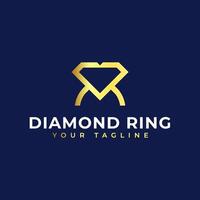 Diamant Ring Logo Konzept - - Diamant geformt Ring Schmuck Logo Transformation Design. vektor