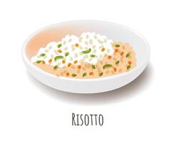 italiensk krämig ris måltid med grönsak, risotto vektor