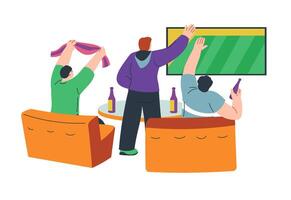 Männer freunde Aufpassen Fußball im Kneipe oder Bar Vektor
