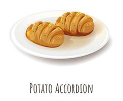 potatis dragspel, utsökt och lockande måltid vektor