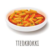 tteokbokki eller topokki, populär koreanska gata mat vektor