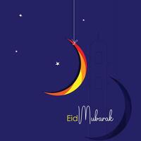 eid Mubarak islamisch Design Halbmond Mond und Arabisch Kalligraphie Konzept vektor