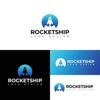 Rakete Logo Design Konzept zum Digital Marketing, Geschäft Start-up, oder Geschäft Berater Dienstleistungen vektor
