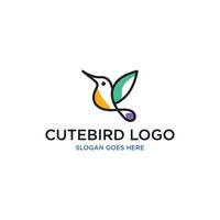 Vektor Linie Kunst von abstrakt bunt Kolibri, Kolibri Mauer Kunst Design, minimal Vogel Linie Logo Symbol Illustration isoliert auf Weiß Hintergrund