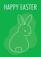 enkel grön påsk vykort med kanin linje konst vektor