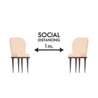 social avståndstagande. stolar på vit bakgrund. social avståndstagande. affisch design. vektor