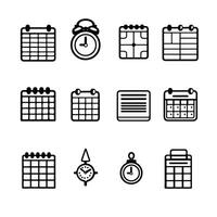 ein Sammlung von Kalender Symbole Das beinhaltet ein einfach und Linie Bild. vektor