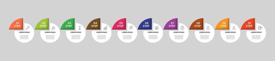 Vektor Infografik Design Geschäft Vorlage mit Symbole und 10 Optionen oder Schritte. Platz Design oder Diagramm