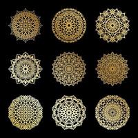 Sammlungen kreisförmiges Muster in Form eines Mandalas für Henna, Mehndi, Tattoos, Dekorationen. dekorative Dekoration im ethnisch-orientalischen Stil. Malbuchseite.