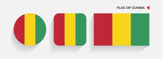 Guinea Flaggen vereinbart worden im runden, Platz und rechteckig Formen vektor