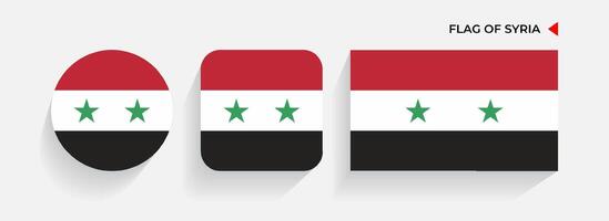 Syrien Flaggen vereinbart worden im runden, Platz und rechteckig Formen vektor