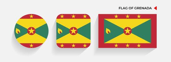 Grenada Flaggen vereinbart worden im runden, Platz und rechteckig Formen vektor