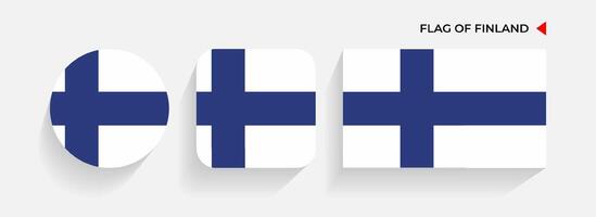 Finnland Flaggen vereinbart worden im runden, Platz und rechteckig Formen vektor