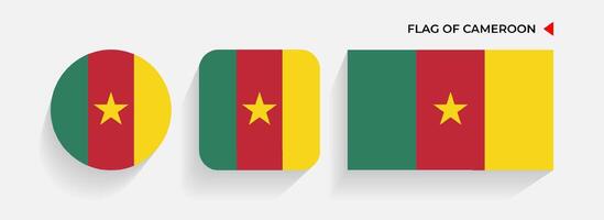Kamerun Flaggen vereinbart worden im runden, Platz und rechteckig Formen vektor