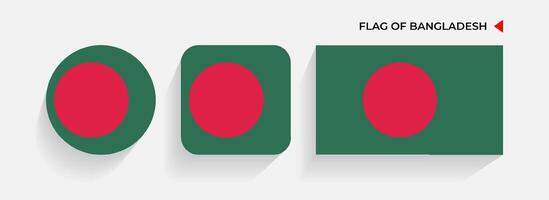 bangladesh flaggor anordnad i runda, fyrkant och rektangulär former vektor
