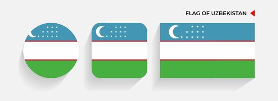 Usbekistan Flaggen vereinbart worden im runden, Platz und rechteckig Formen vektor