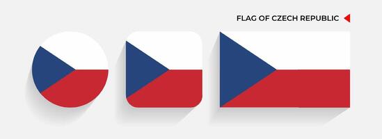 tjeck republik flaggor anordnad i runda, fyrkant och rektangulär former vektor