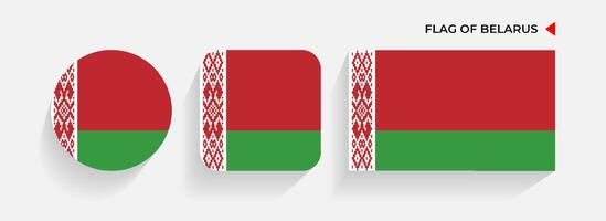 Weißrussland Flaggen vereinbart worden im runden, Platz und rechteckig Formen vektor