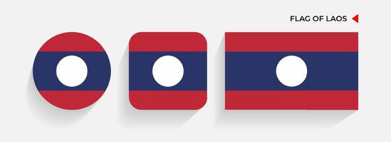 Laos Flaggen vereinbart worden im runden, Platz und rechteckig Formen vektor