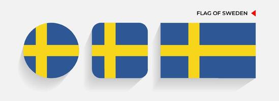 Sverige flaggor anordnad i runda, fyrkant och rektangulär former vektor