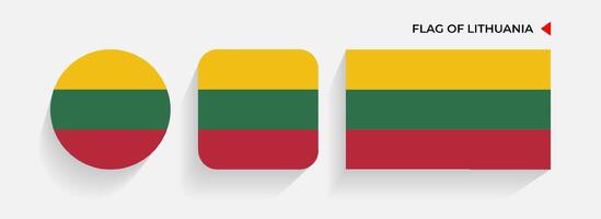 Litauen Flaggen vereinbart worden im runden, Platz und rechteckig Formen vektor
