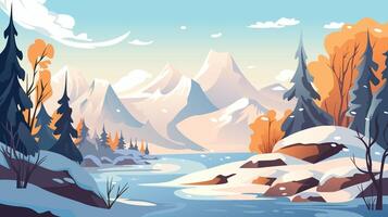 Winter Landschaft mit schneebedeckt Wald, Vektor Illustration