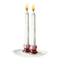 Schabbat Shalom Verbrennung Kerzen zum Samstag Vorabend. traditionell jüdisch Feier von Sabbat. Aquarell Vektor Illustration