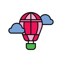 heiß Luft Ballon. geradlinig Farbe Symbol vektor