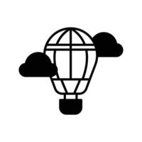 heiß Luft Ballon Symbol. schwarz füllen Symbol vektor