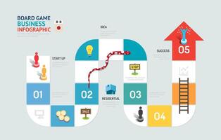 företag styrelse spel begrepp pil Start upp infographic 5 steg till framgångsrik, vektor illustration