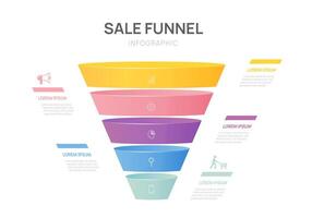 Verkauf Trichter Infografik Diagramm Vorlage zum Geschäft. 5 Schritt, Digital Marketing Daten, Präsentation Vektor Infografiken.