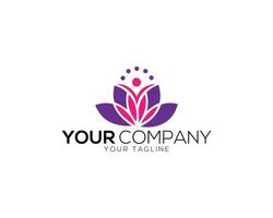 Yoga und Lotus Blume Logo Vorlage Design. vektor