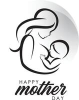 glücklich Mütter Tag Illustration siluet Kind Mama und Kalligraphie vektor