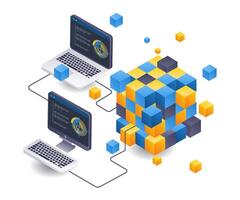 Blockchain Technologie Geschäft Netzwerk Analyse vektor