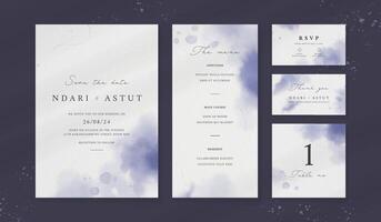 abstrakt vattenfärg bröllop inbjudan mall. uppsättning av bröllop pappersvaror. lyx kort och affisch bakgrund. vektor
