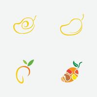 Sammlung von Mango Obst Logos und Symbole perfekt zum geschäftlich, frisch Obst Geschäft Branding usw isoliert auf grau Hintergrund vektor