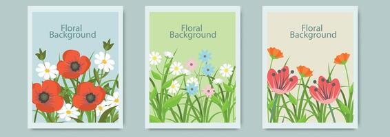 Frühling Blumen. Blumen- elegant hell Illustration von Blumen- nahtlos Muster, rahmen, Grenze, Blätter, Logo zum abstrakt Gruß Karte, Hochzeit Einladung oder Hintergrund. vektor