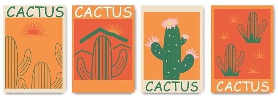 Hand gezeichnet Kaktus Pflanze Satz. Jahrgang Stil Karikatur Kakteen Zimmerpflanze Illustration Sammlung. Poster von Natur Wüste Flora, Mexikaner Garten bündeln. natürlich Innere Grafik Dekoration. vektor