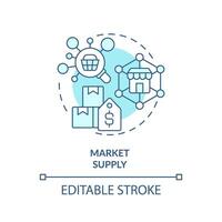 Markt liefern Sanft Blau Konzept Symbol. Produkte verfügbar zum Verkauf im Markt. Produzenten Lieferungen. runden gestalten Linie Illustration. abstrakt Idee. Grafik Design. einfach zu verwenden im Broschüre Marketing vektor